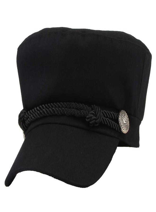 Brcus Women Yacht Captain Sailor Hat Newsboy Cabbie Baker Boy Peaked Beret Cap Black - Image 1
